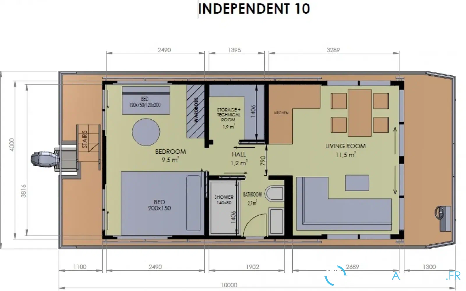 slider 8 House Boat Independant 10x4,5m