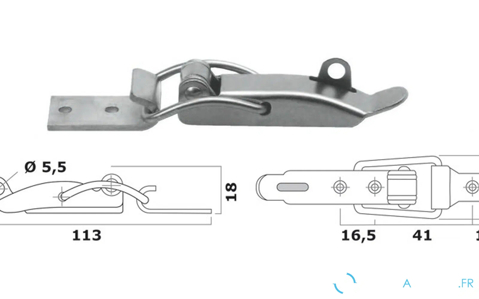 slider 0 Fermeture à levier en inox verrouillable 250 kg