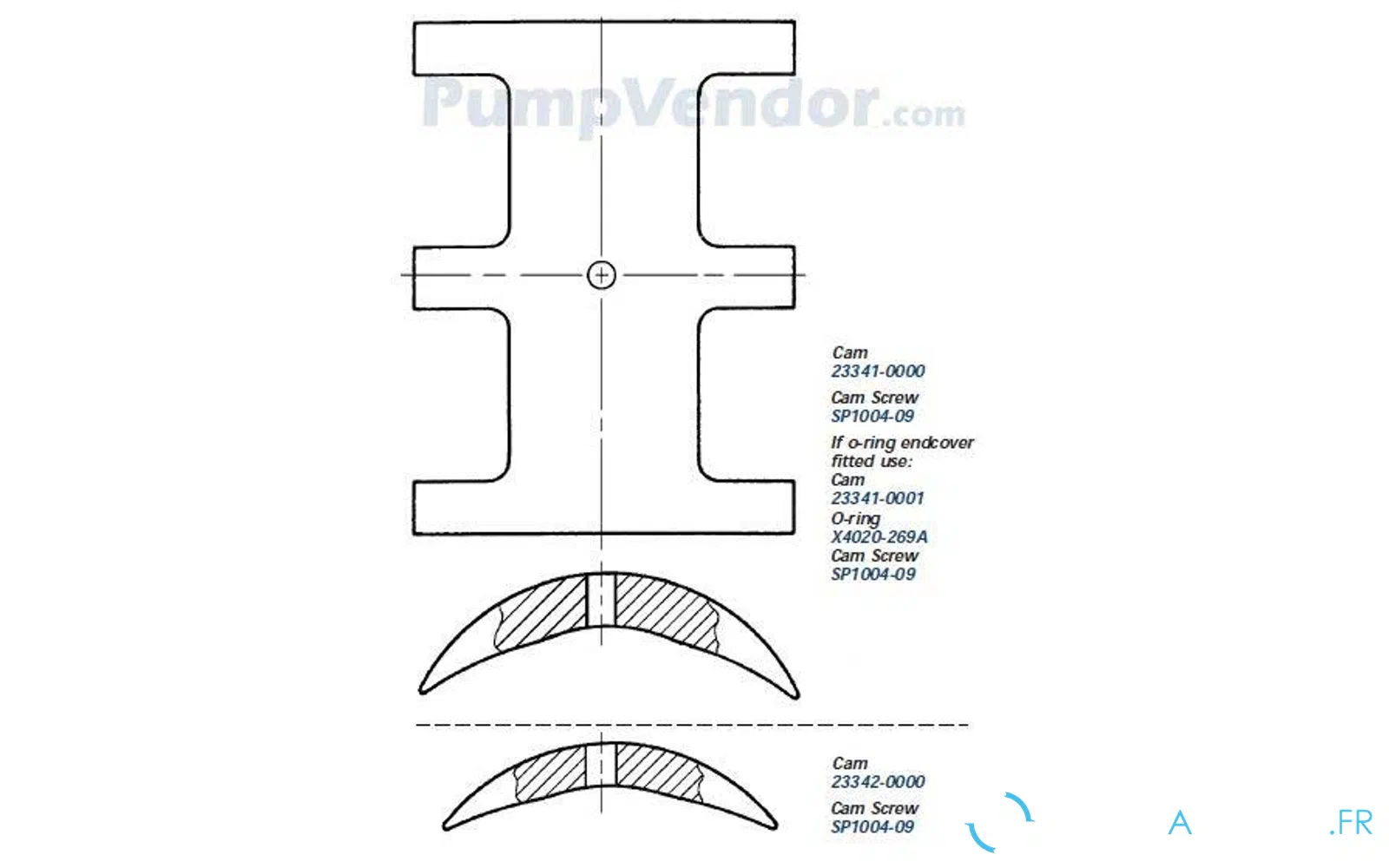 slider 0 Jabsco 23341-0001 came en laiton 120 complète