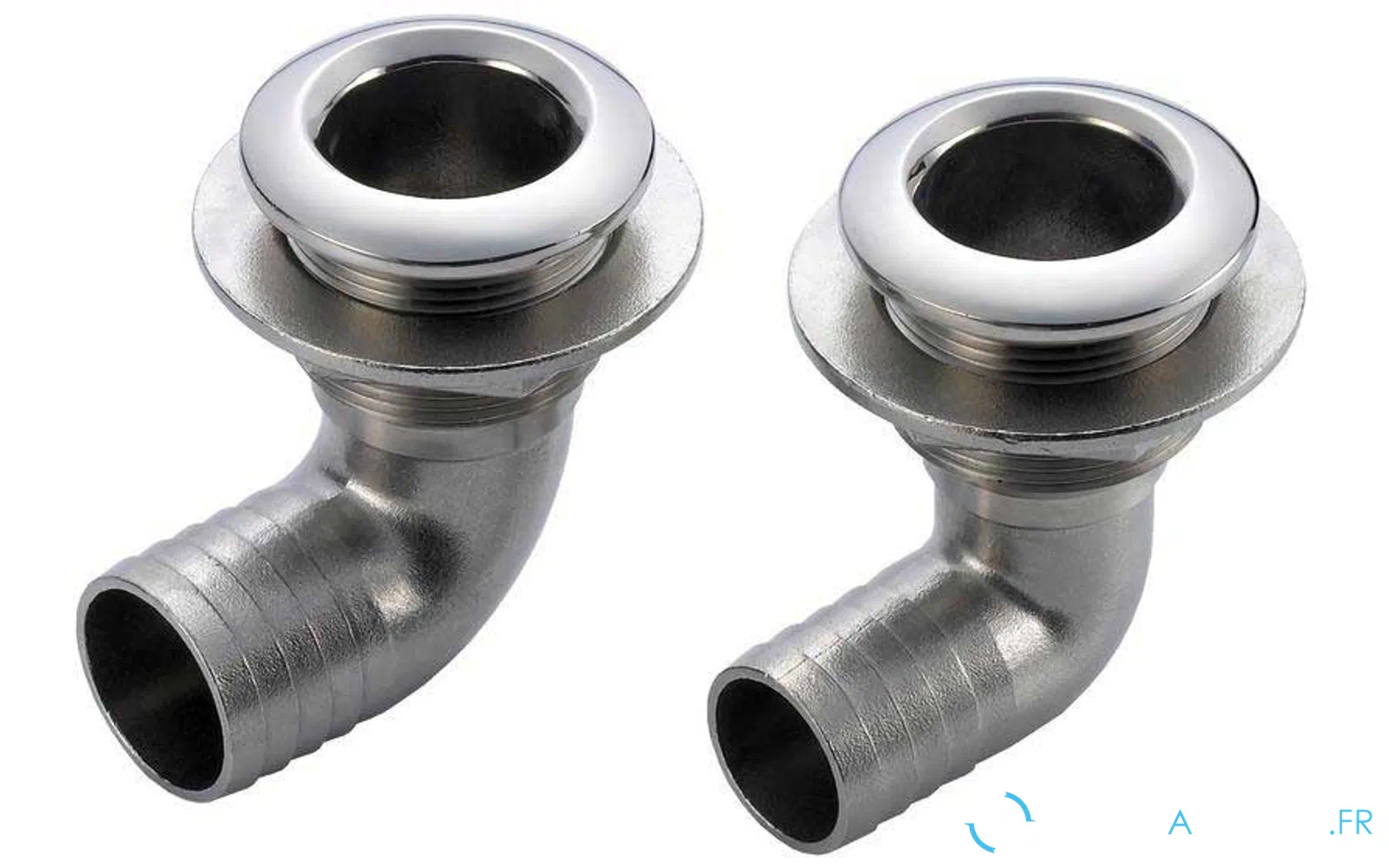 slider 0 Traversée de coque en inox coudée avec embout cannelé