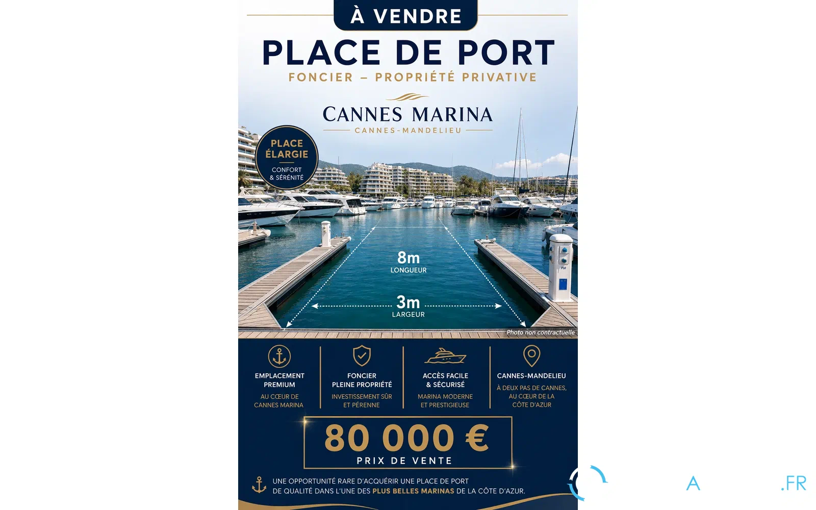 slider 0 À VENDRE – PLACE DE PORT EN PLEINE PROPRIÉTÉ | CANNES MARINA