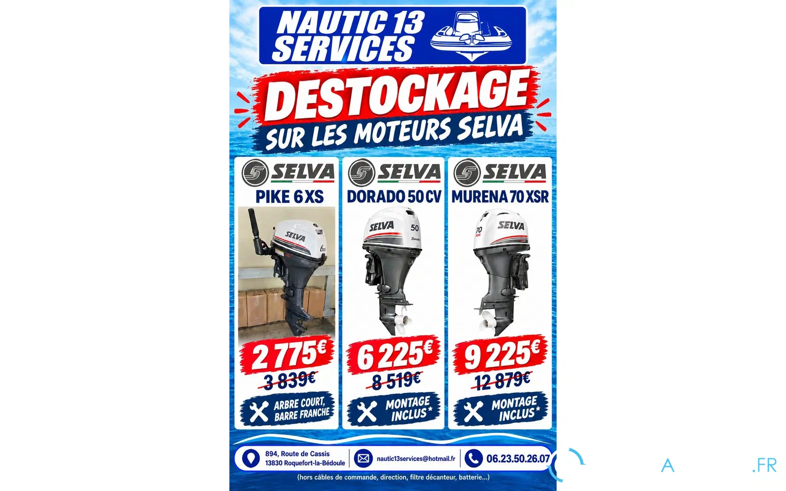 slider 0 🚨 DESTOCKAGE MOTEURS HORS-BORD SELVA  6 xs, 50 cv, 70 xsr 🚨