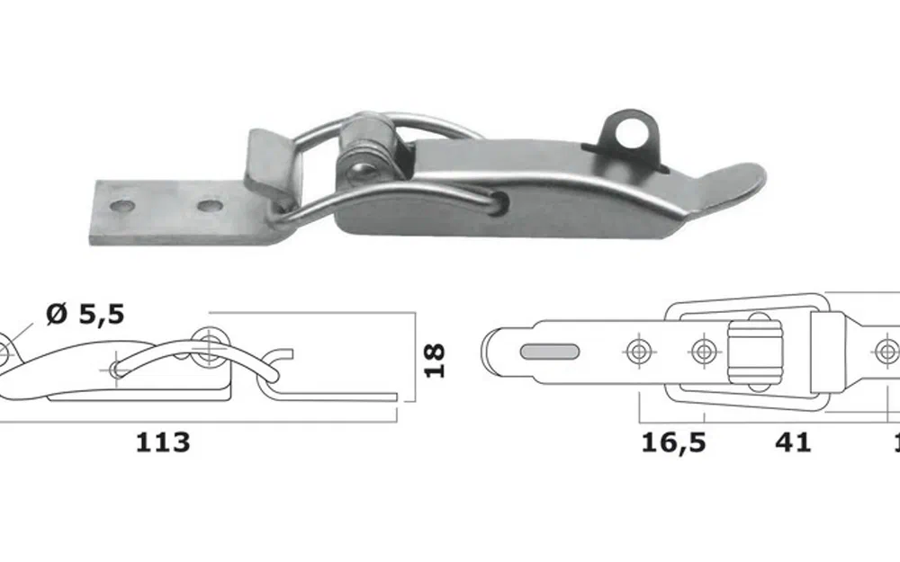slider 0 Fermeture à levier en inox verrouillable 250 kg
