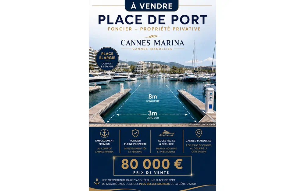 slider 0 À VENDRE – PLACE DE PORT EN PLEINE PROPRIÉTÉ | CANNES MARINA