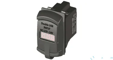 Port USB-A + USB-A + voltmètre 5-30V