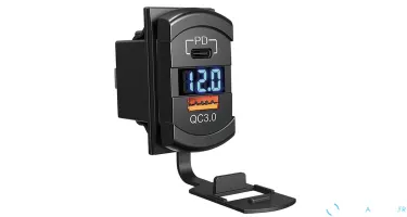 Port USB-A + USB-C + voltmètre 12/24V