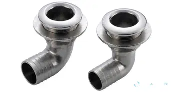 Traversée de coque en inox coudée avec embout cannelé