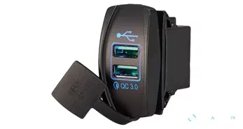 Prise USB-A + USB-A Quick Charge 18W+18W